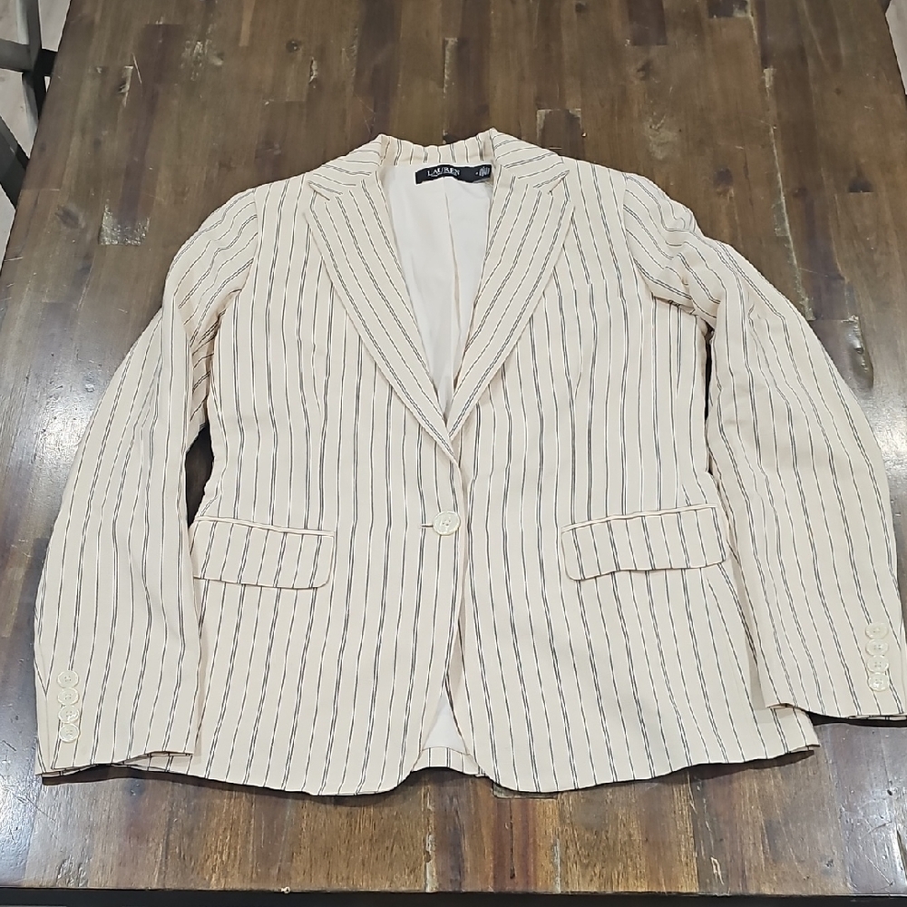 Lauren Ralph Lauren  Women's Beige Striped Blazer